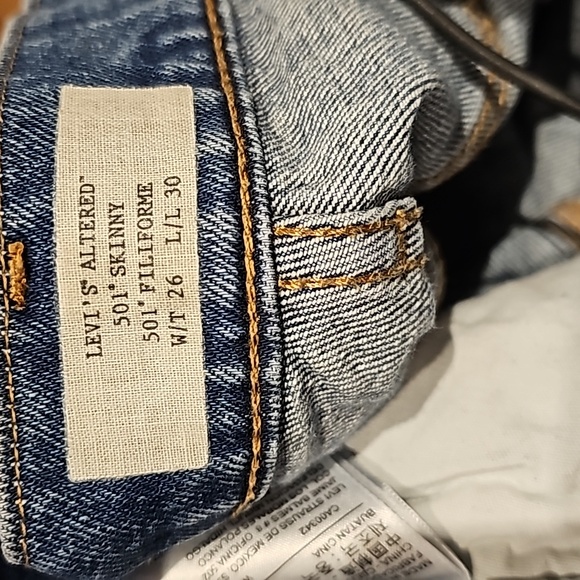 Levis Blue Altered 501 Skinny Jeans In Moody Blues Dize 26 L30 - Picture 10 of 13